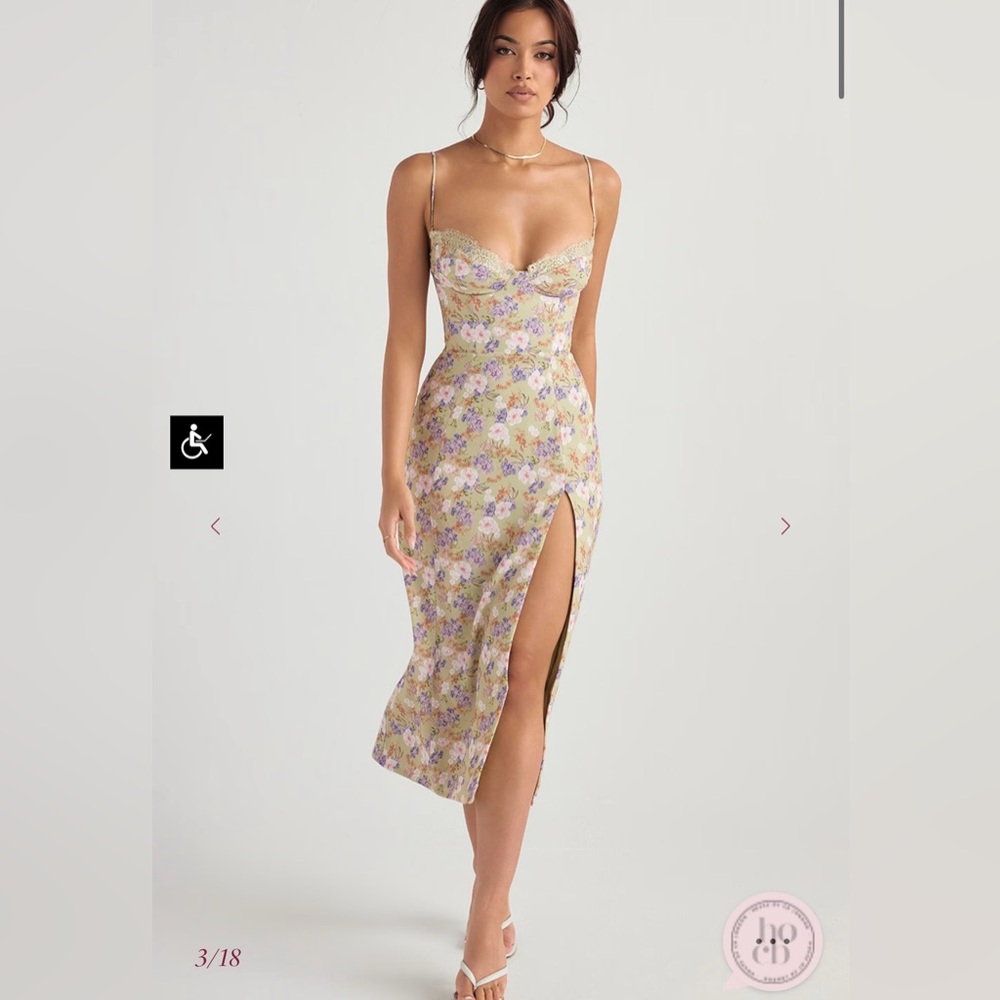 House Of CB Charlotte Peony Print Midi Sundress size Small (plus)